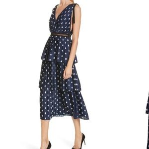 Self- Portrait Star Print Tiered Midi Dress Size 4